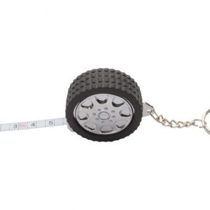 Wheel keyring with tape measure
