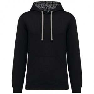 UNISEX CONTRAST PATTERNED HOODED SWEATSHIRT