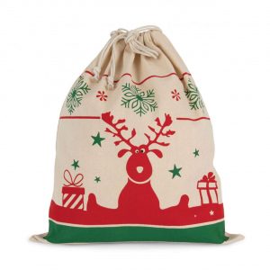 DRAWSTRING BAG WITH CHRISTMAS PATTERNS