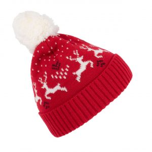 WINTER BEANIE WITH REINDEER DESIGN