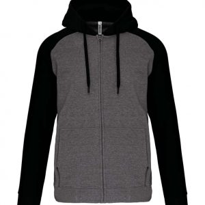 UNISEX TWO-TONE ZIPPED HOODED FLEECE JACKET
