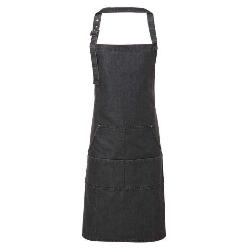 JEANS STITCH DENIM BIB APRON