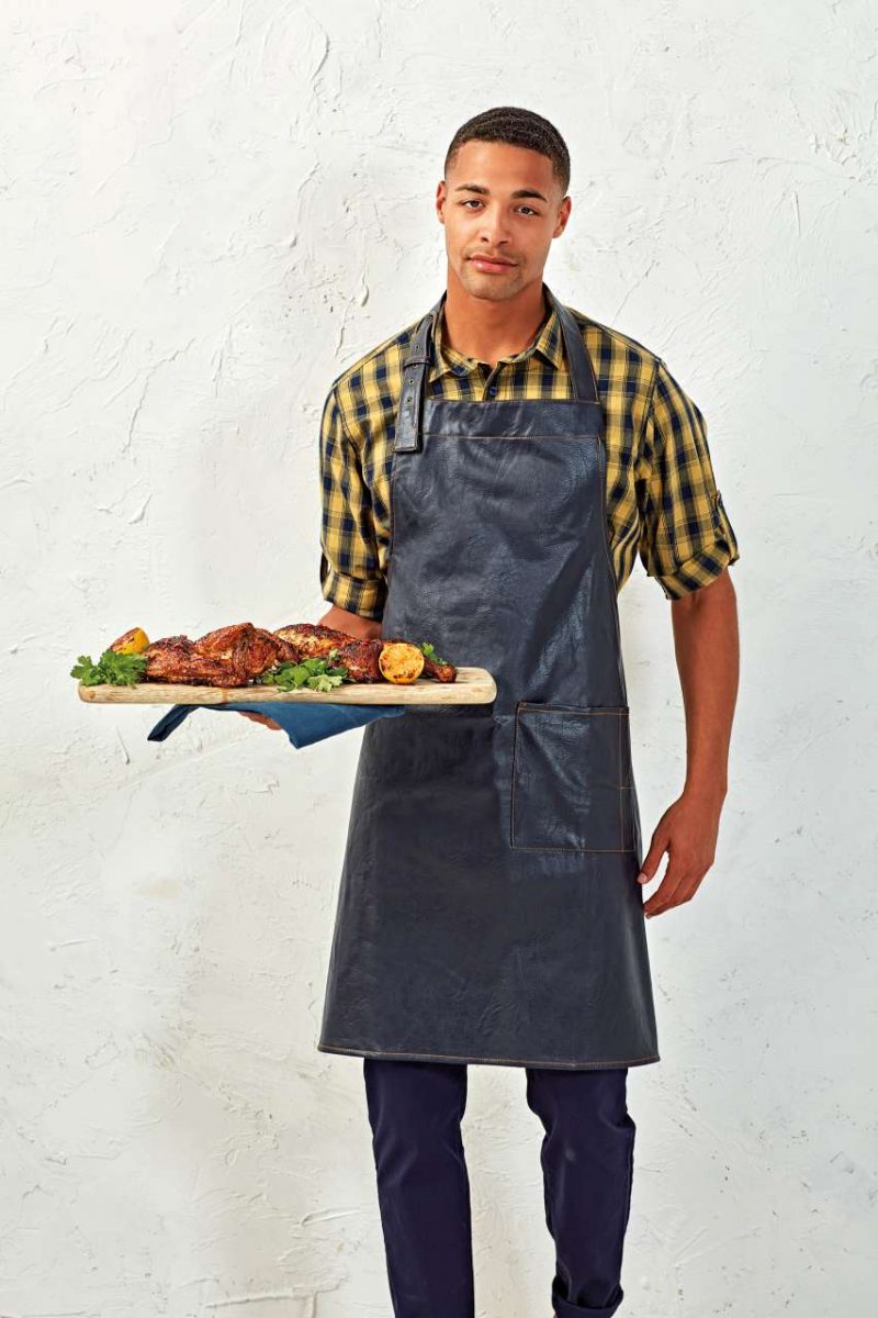 FAUX LEATHER BIB APRON